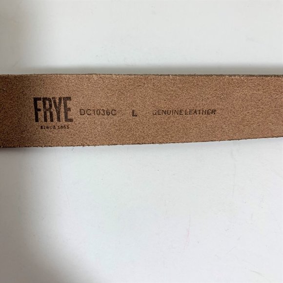 Frye Embellished Leather Buckle Belt Tan Gold Size Large NEW - Picture 5 of 9